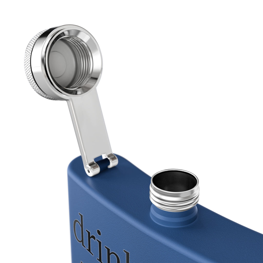 Flask — "drink mfka drink" Stainless Steel 6oz Hip Flask with Cocktail Moon Design