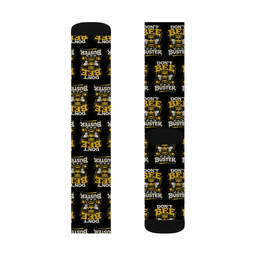 Don't Be a Bee Buster Socks — Novelty Sublimation Crew Socks with Bee Rescue Design