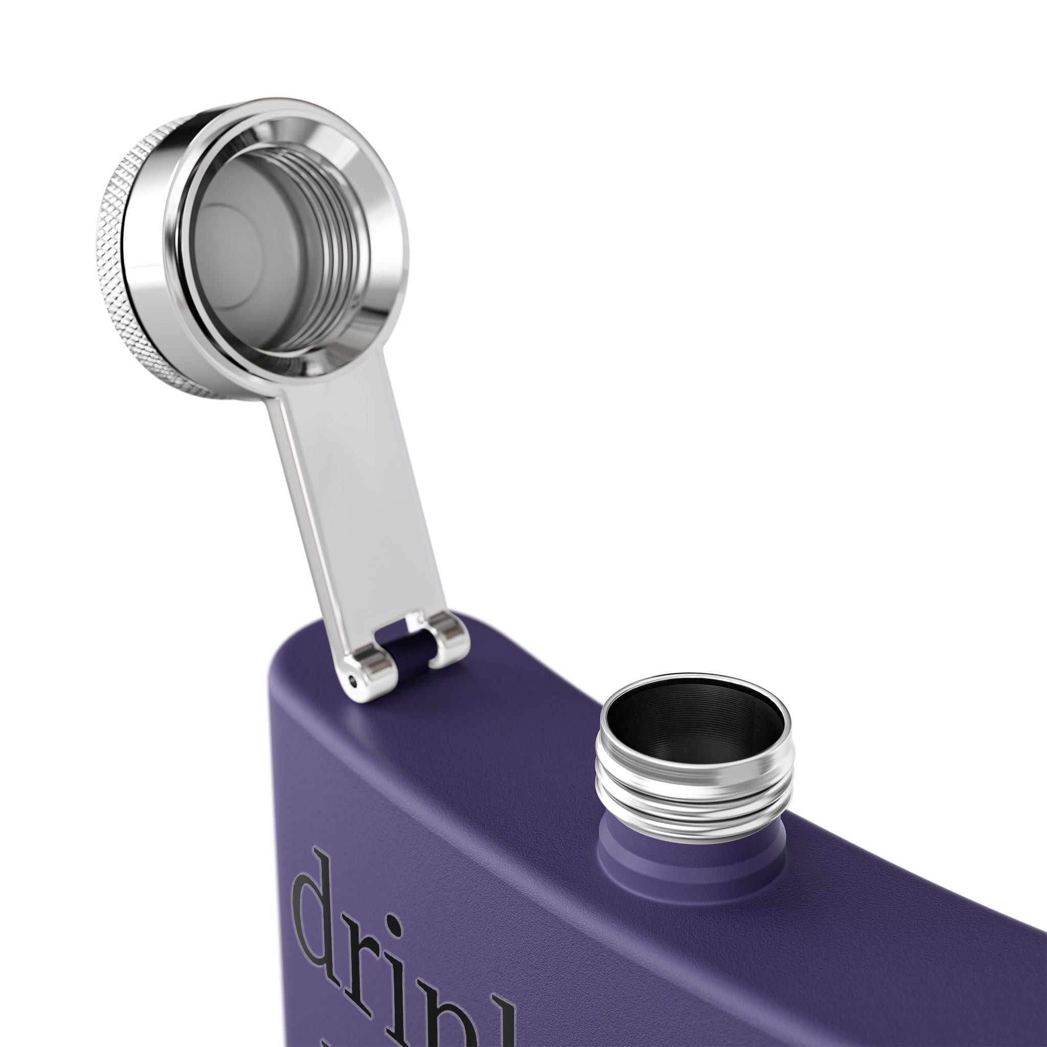 Flask — "drink mfka drink" Stainless Steel 6oz Hip Flask with Cocktail Moon Design