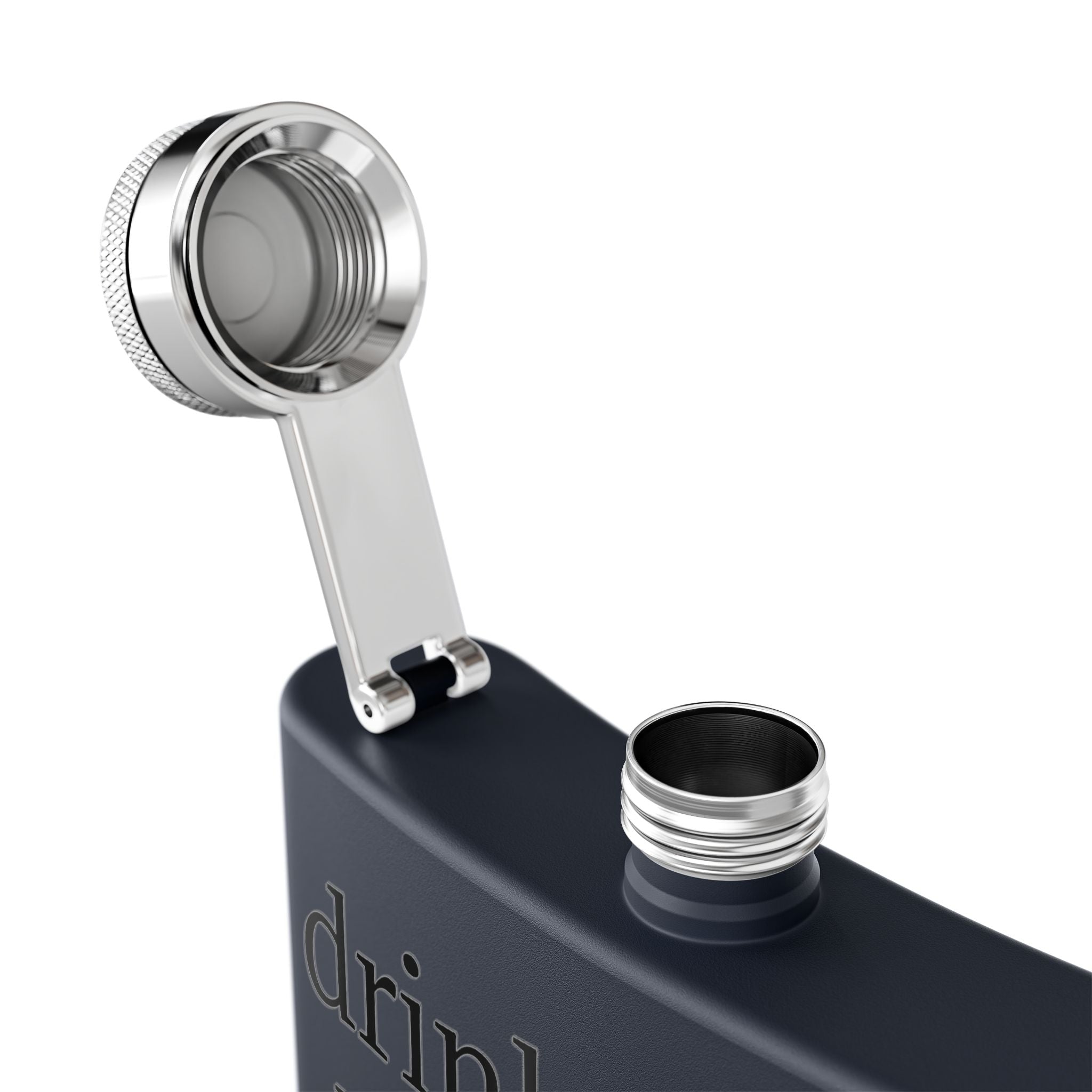 Flask — "drink mfka drink" Stainless Steel 6oz Hip Flask with Cocktail Moon Design