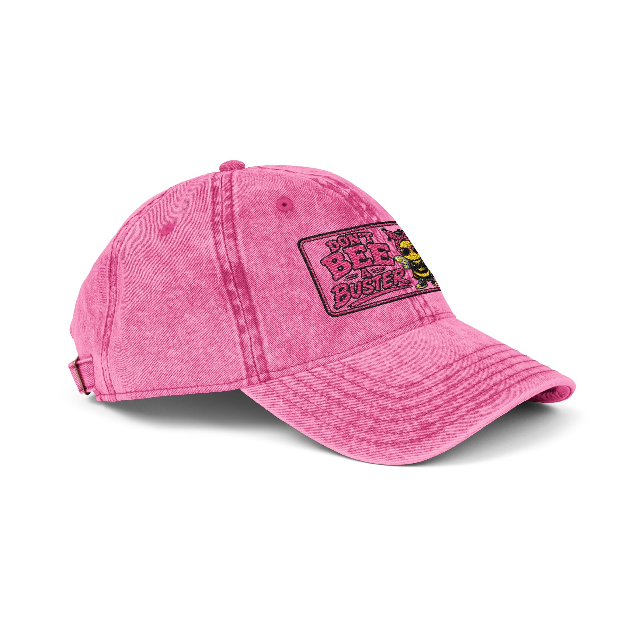 Vintage Embroidered 'DONT Bee Busters DUO' Cap – Washed Black Retro Trucker Hat