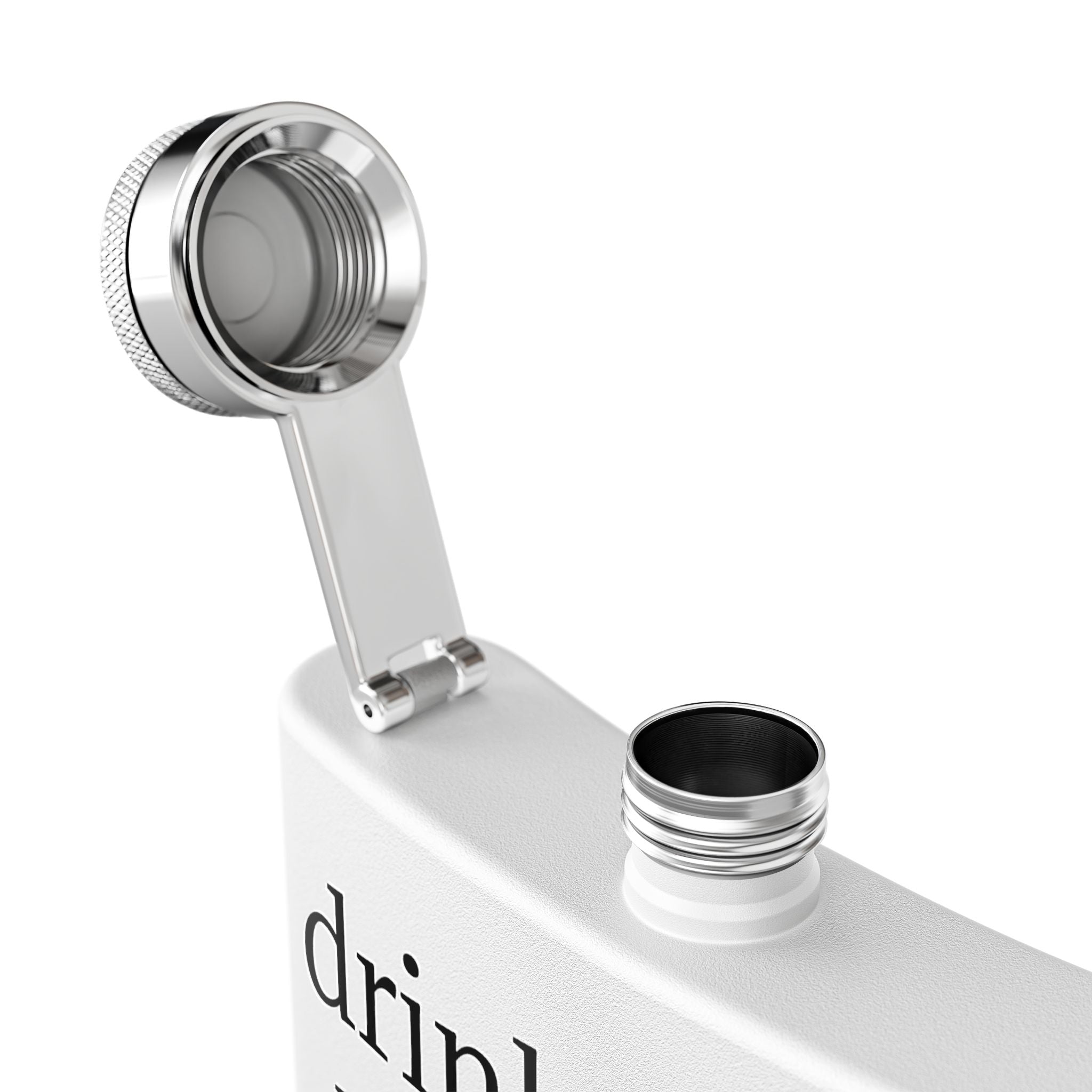 Flask — "drink mfka drink" Stainless Steel 6oz Hip Flask with Cocktail Moon Design