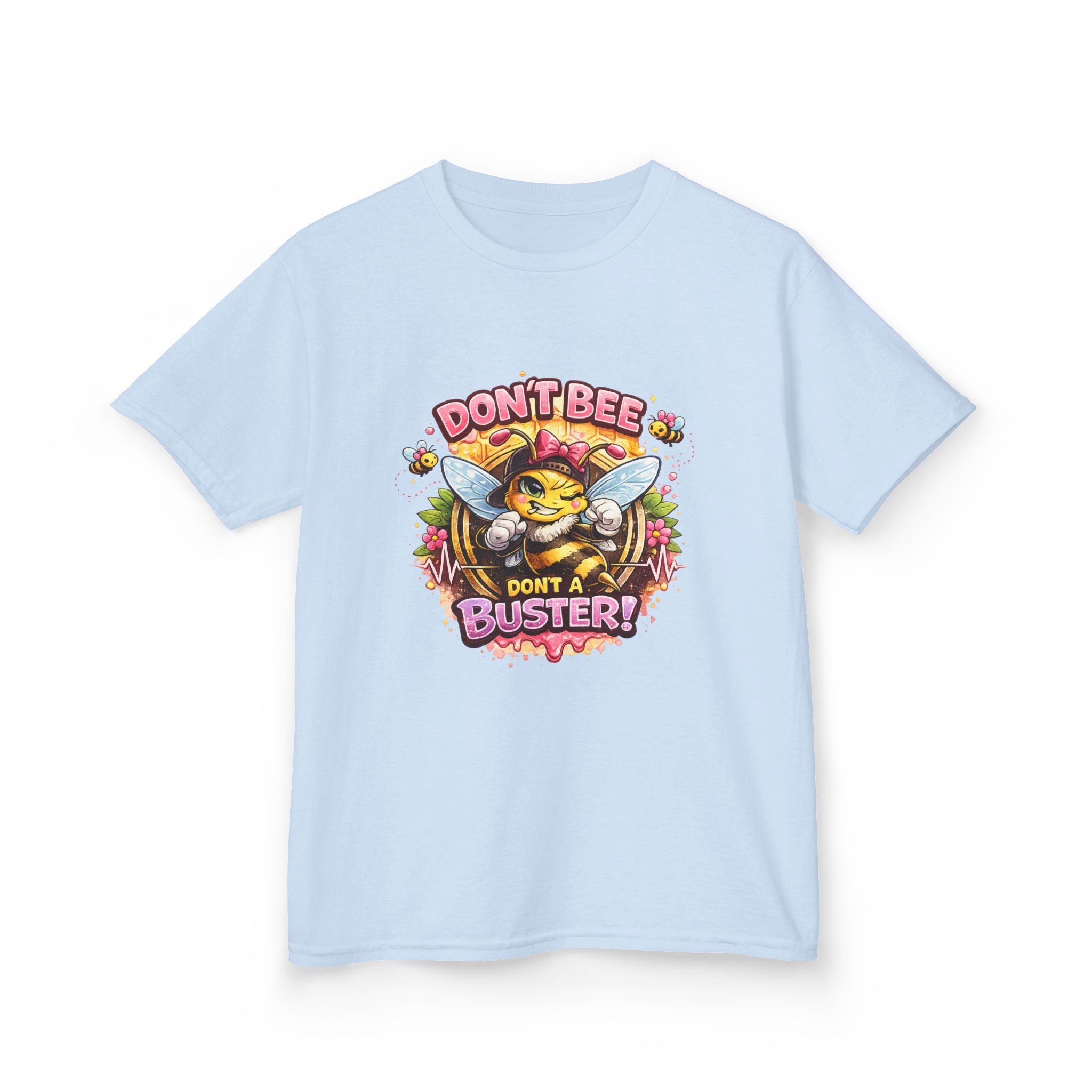Kids T‑Shirt — "Don't Bee a Buster" Cute Bee Graphic Preschool Tee