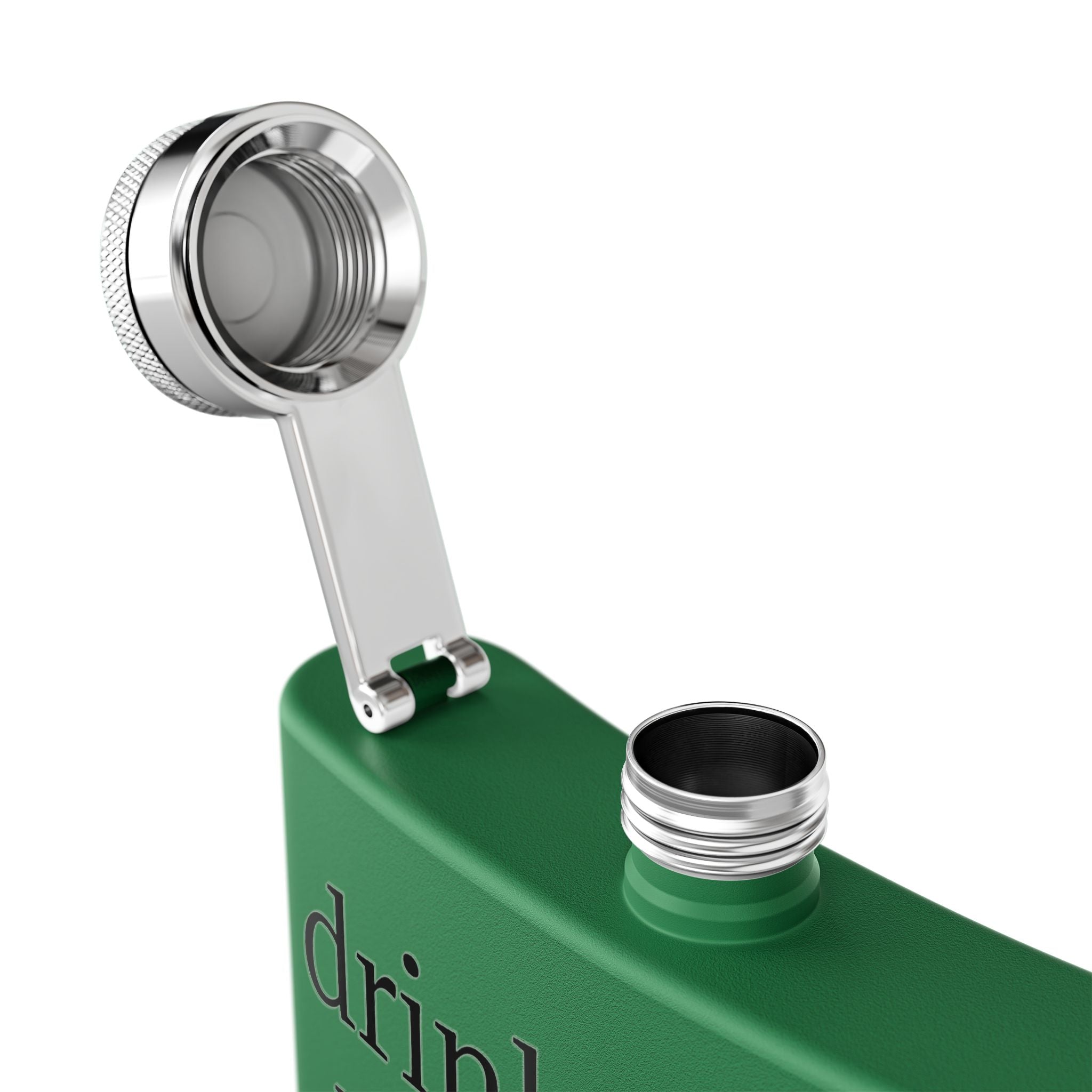 Flask — "drink mfka drink" Stainless Steel 6oz Hip Flask with Cocktail Moon Design