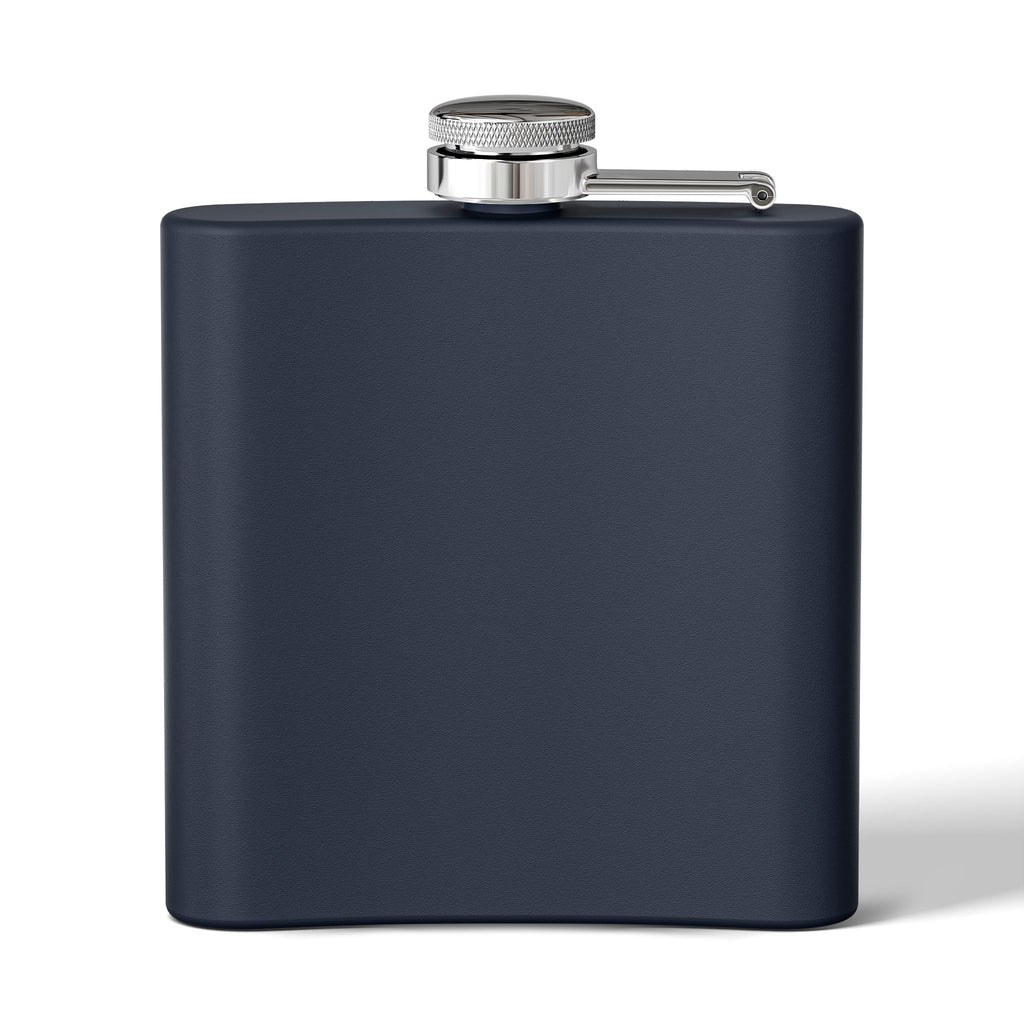 Flask — "drink mfka drink" Stainless Steel 6oz Hip Flask with Cocktail Moon Design