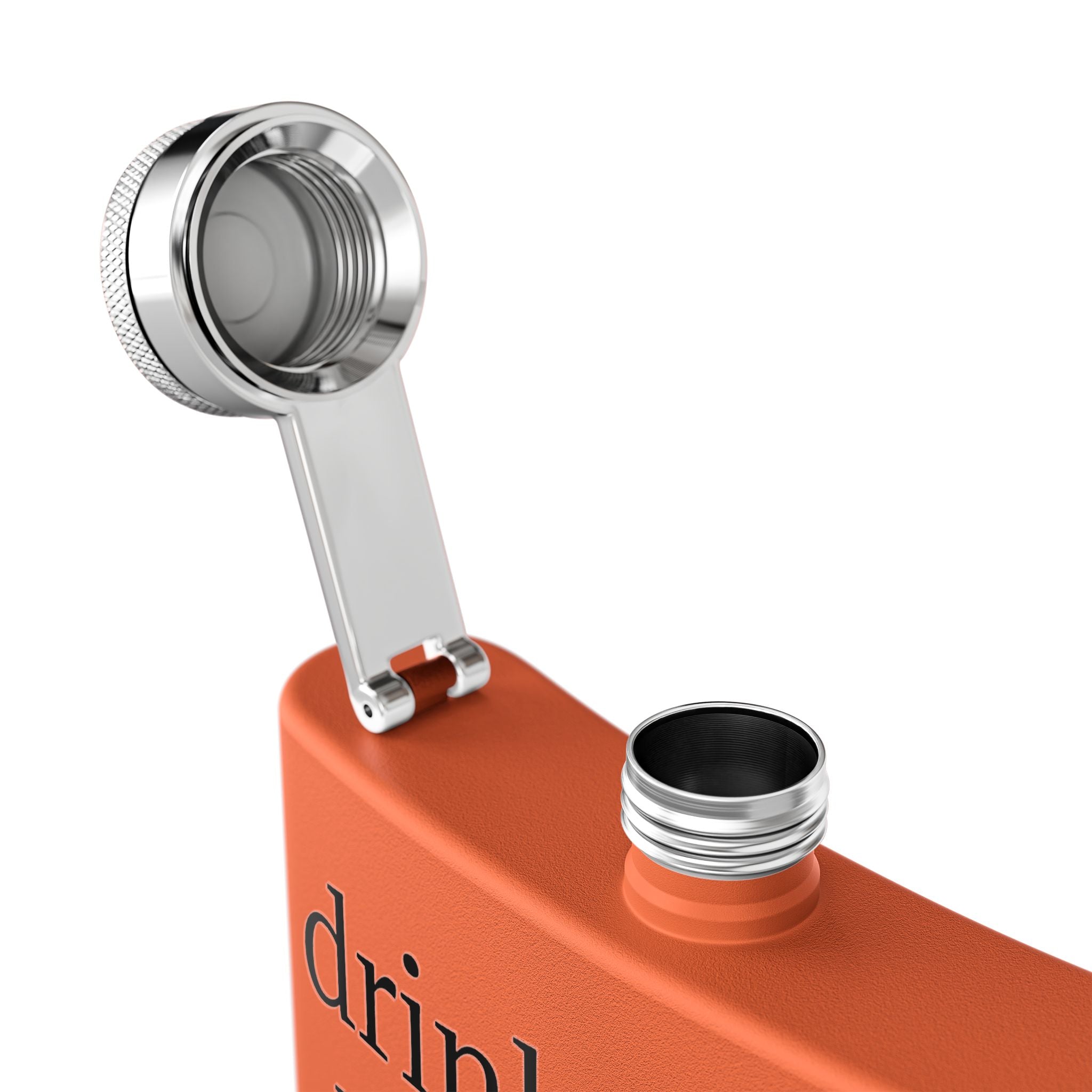 Flask — "drink mfka drink" Stainless Steel 6oz Hip Flask with Cocktail Moon Design
