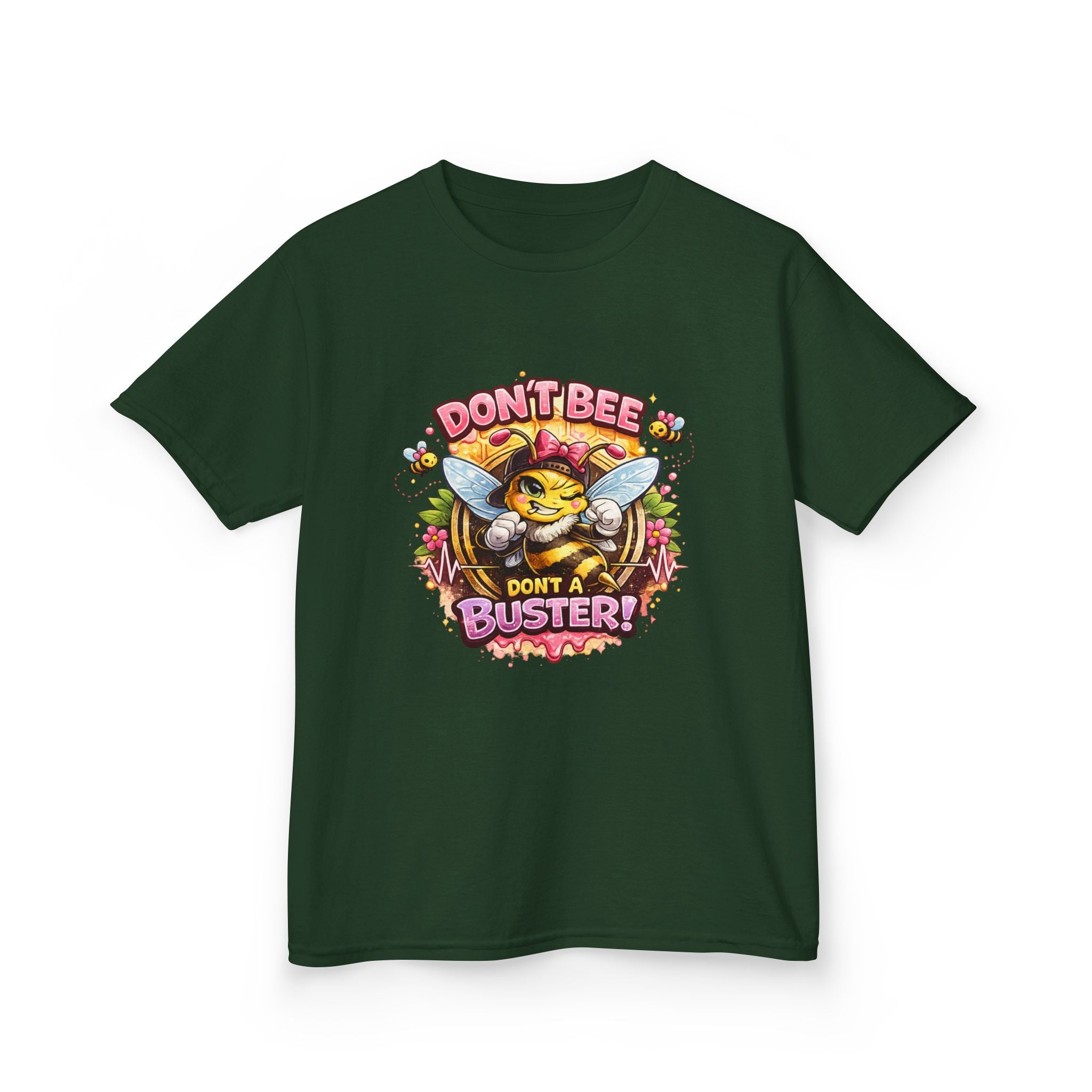 Kids T‑Shirt — "Don't Bee a Buster" Cute Bee Graphic Preschool Tee