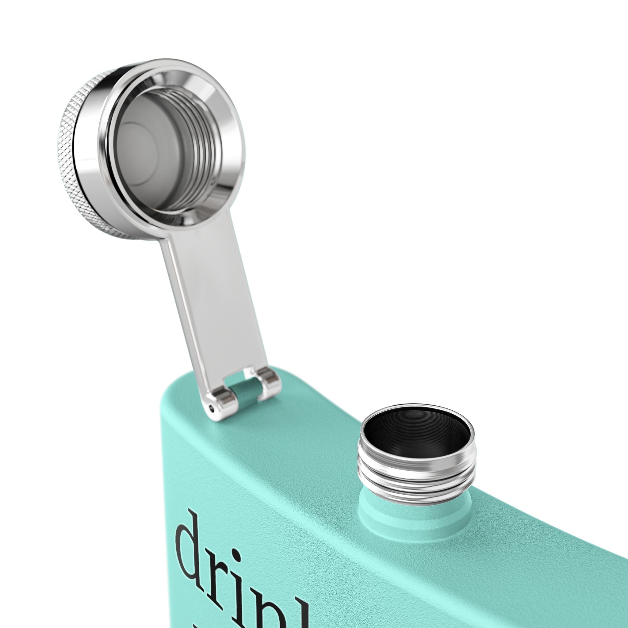 Flask — "drink mfka drink" Stainless Steel 6oz Hip Flask with Cocktail Moon Design